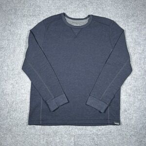 Eddie Bauer Thermal T Shirt Men's Size XL Grey Waffle Knit Long Sleeve V Stitch